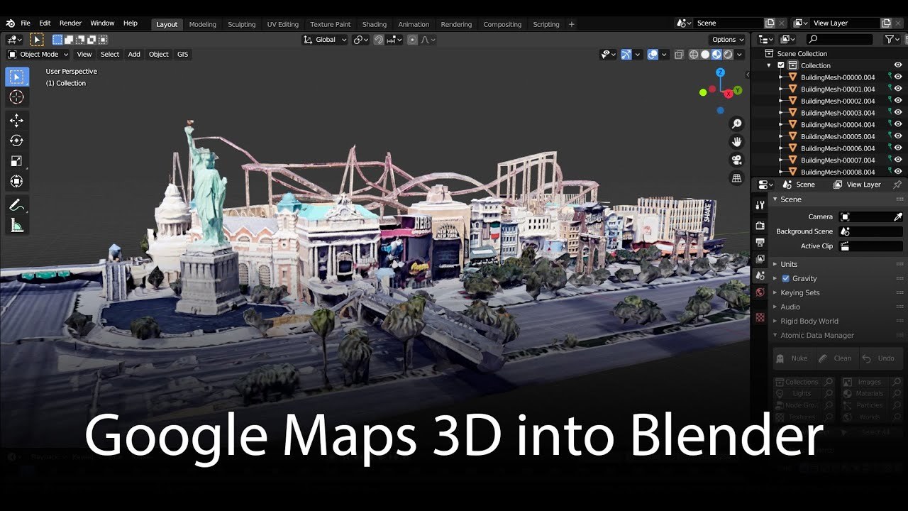 Google Maps 3D: Data into Blender