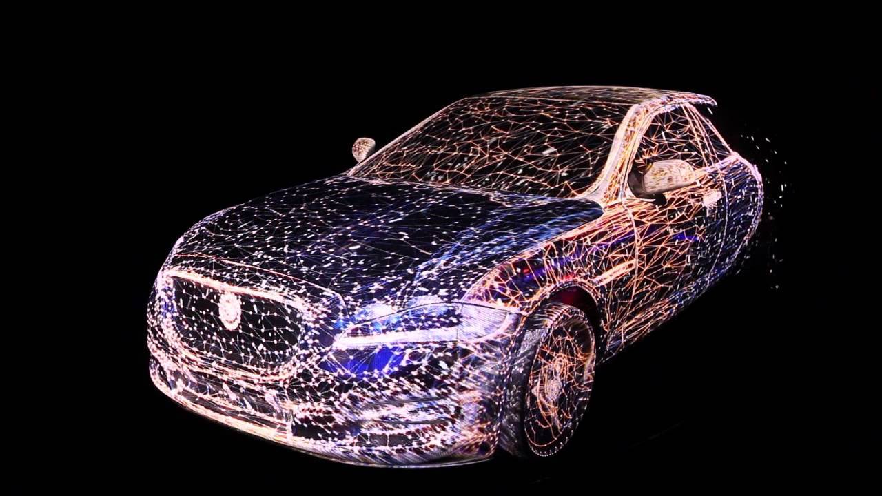 3D Mapping on a transparent Jaguar car Full HD