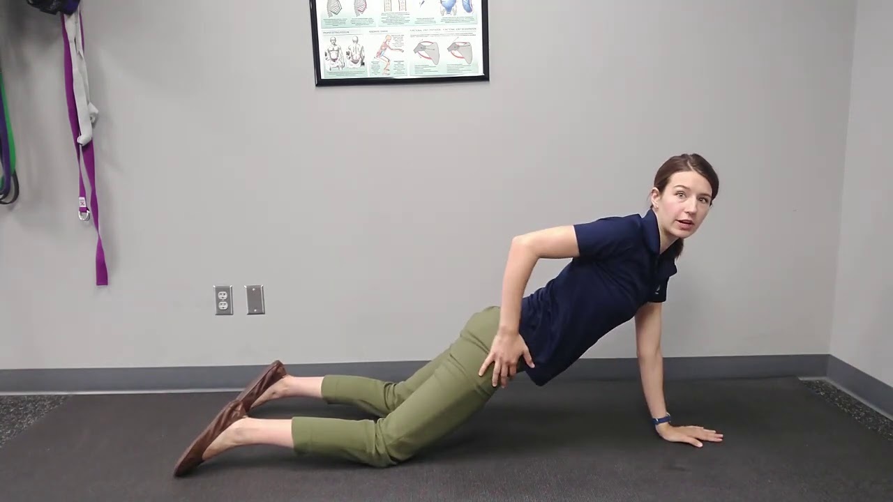 Hip extension in a table top position (6 month prone)