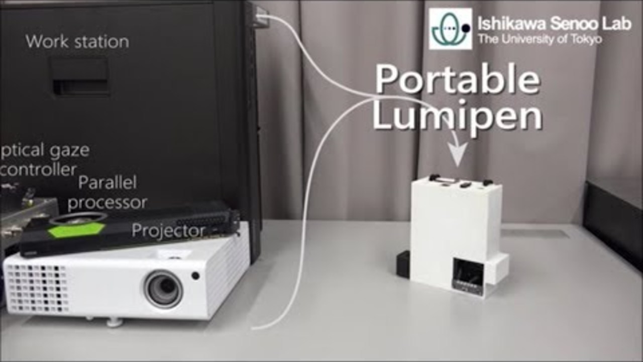 Portable Lumipen: mobile dynamic projection mapping system using a 3D-stacked vision chip