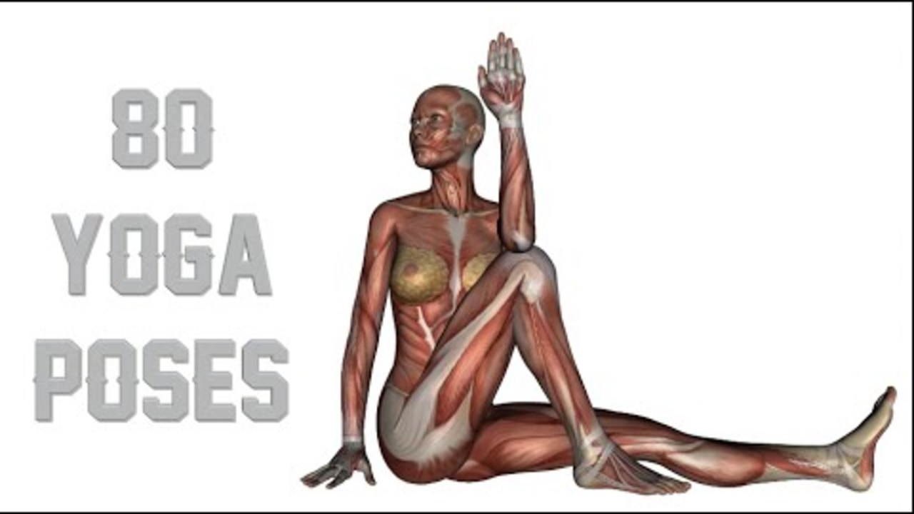 80 Yoga Poses w/ Names - White Background
