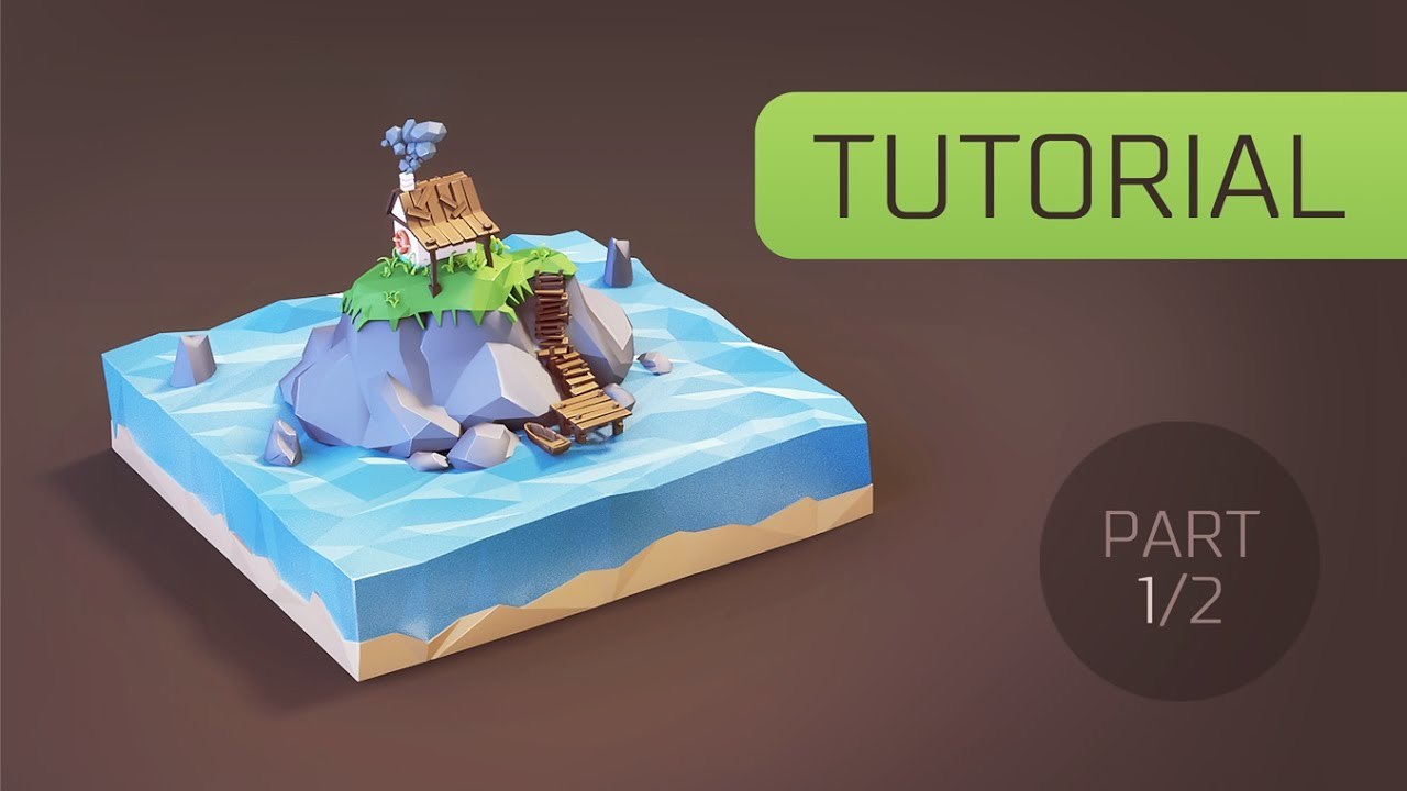 [Tutorial] Creating Low Poly (stylised) Cartoon Hut on the Island in Blender 3d [Part 1]