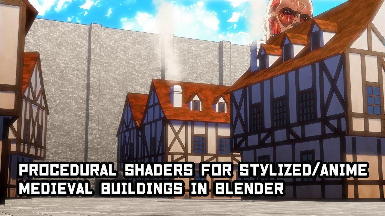 Procedural shaders for stylized/anime medieval buildings in blender