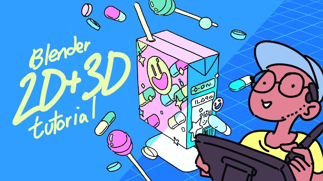 Blender 2D/3D for beginners, drawing and animating with greasepencil (blender 2.8) - Part 1/2