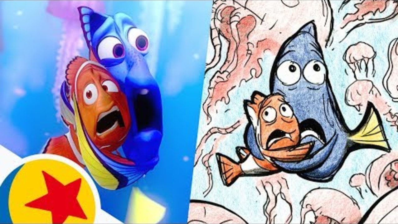 Marlin and Dory in the Jellyfish Forest from Finding Nemo | Pixar Side by Side
