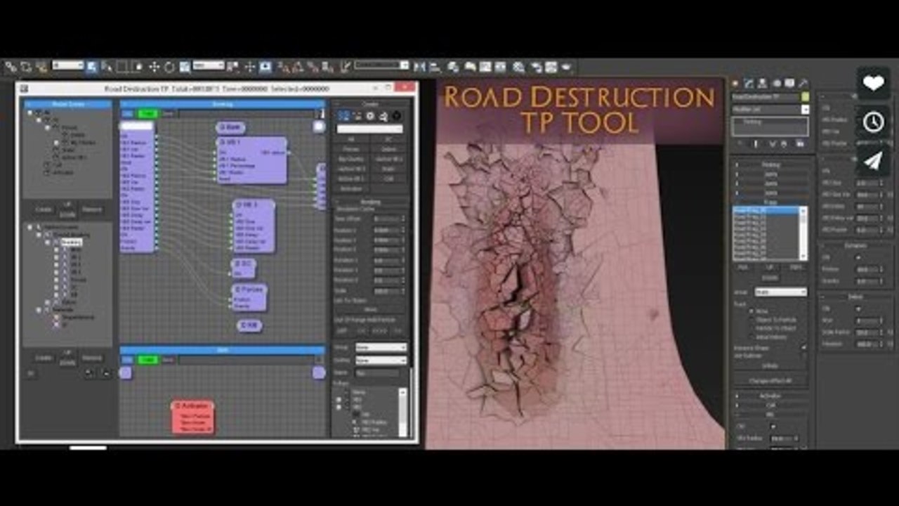 3ds Max Thinking Particles - Road Destruction Tool