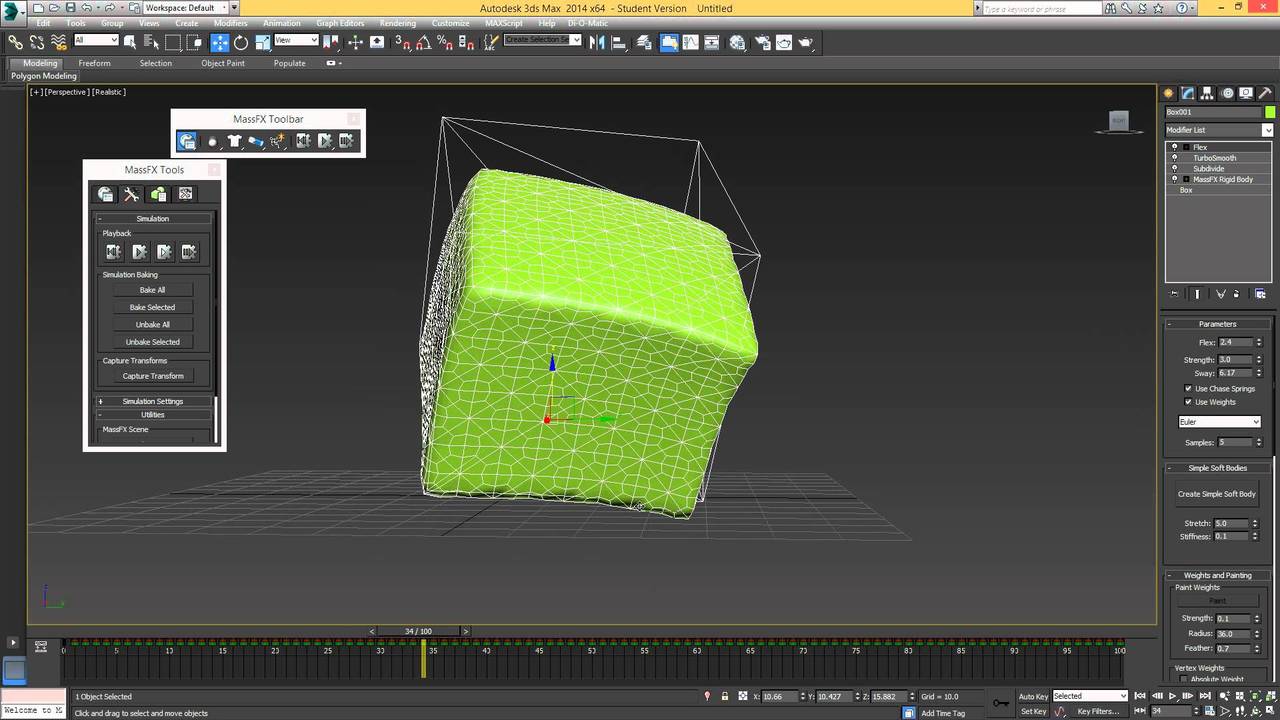 Jelly in 3Ds max tutorial using MassFX and Flex