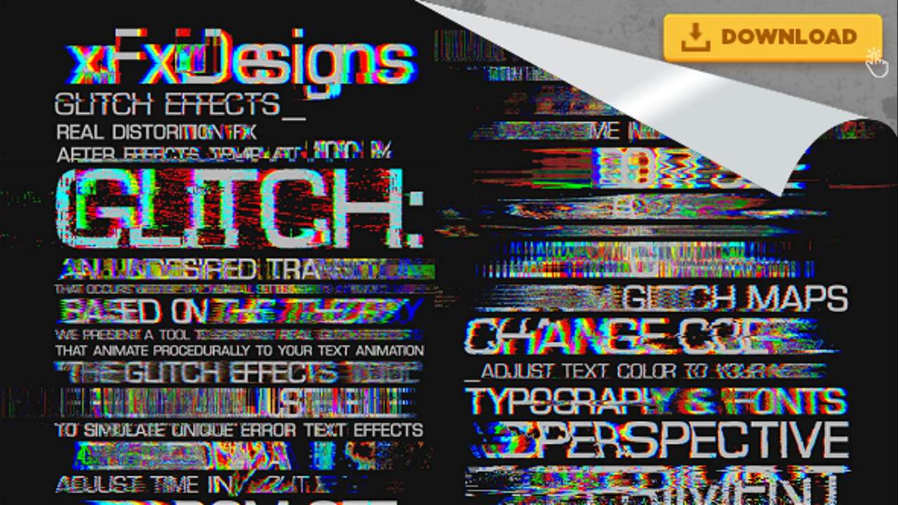 Glitch Text Effects Toolkit + 30 Title Animation Presets After Effects Project & Template